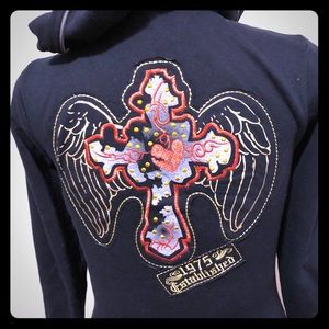 G-Unit Full Zip Hoodie with Bling Cross gold pull